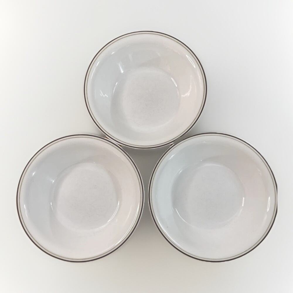 Set of 3 Corelle 18oz Cereal Soup Bowls White Pewter Double Line 7.25”